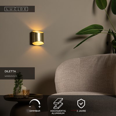 Lucide DILETTA - Wandleuchte - 1xG9 - Mattes Gold / Messing